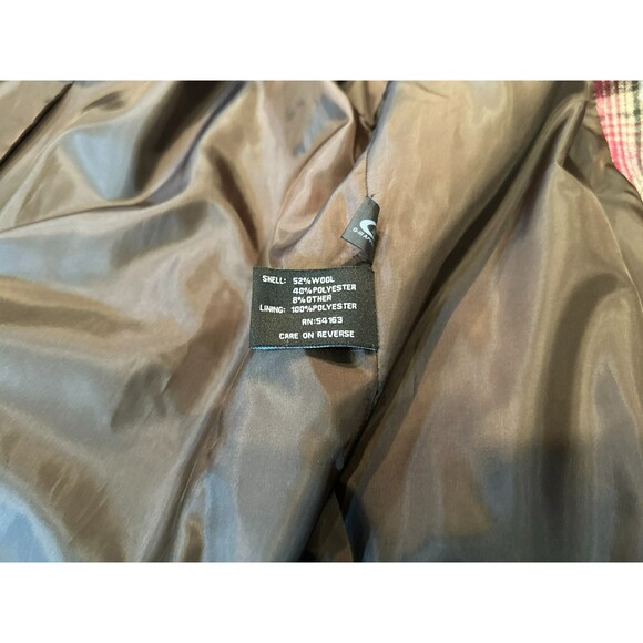 Jones New York  Hooded Pea Coat Zip Up Button Up Plaid Wool Coat Women's Size 14 - Picture 8 of 8